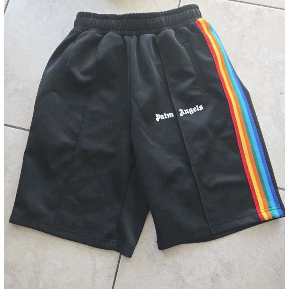 Palm Angels Logo-Print Track Shorts Black - Size M Luxury